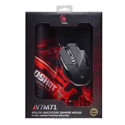 A4Tech Bloody V7M game mouse black USB + kovrik B-071